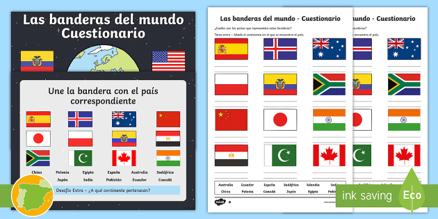 Banderas del mundo con nombre - Twinkl wiki - Twinkl