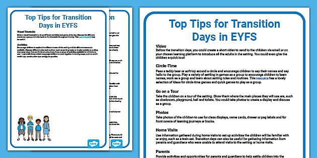 Transition Day Activities In Eyfs Top Tips Lehrer Gemacht