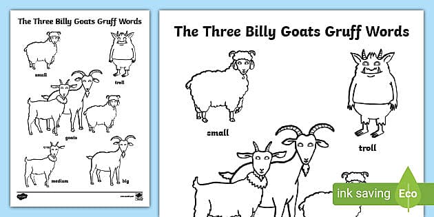 The Three Billy Goats Gruff Words Coloring Sheet Coloring