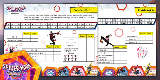 FREE! - Spider-Man™: Math Code Breaker Worksheet for K-2nd Grade