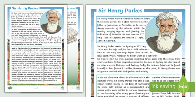 Henry Parkes Facts | Australian Federation and History