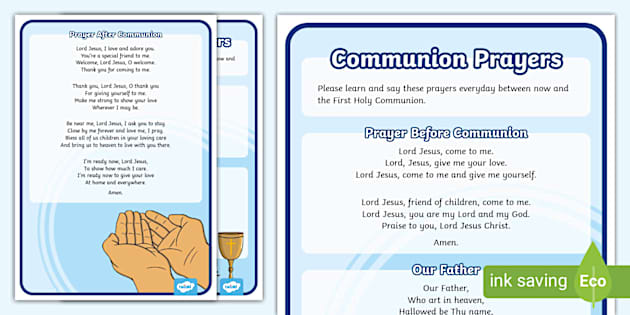 Communion Prayers Homework Display Poster - Twinkl