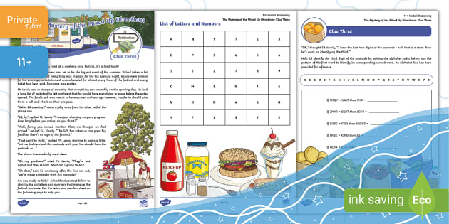 11  Verbal Reasoning Summer Mystery Challenge Clue Three