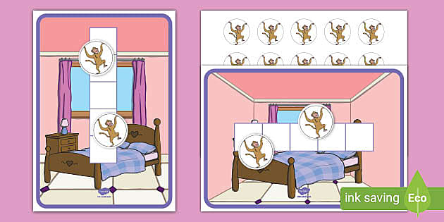 Five Little Monkeys Jumping On The Bed Five Frame And Counters Five Little Monkeys Jumping On The Bed Five Frame And Counters