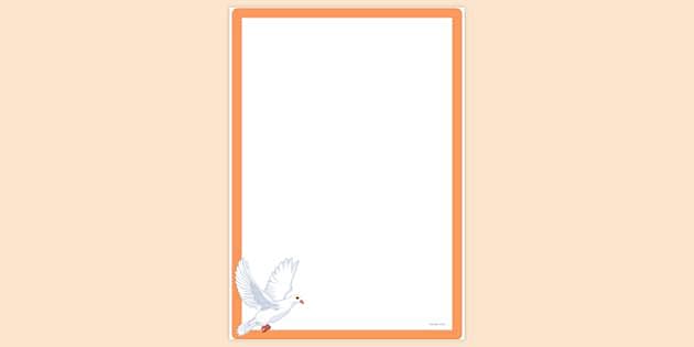 FREE! - Simple Blank Dove Bird Page Border | Page Borders | Twinkl