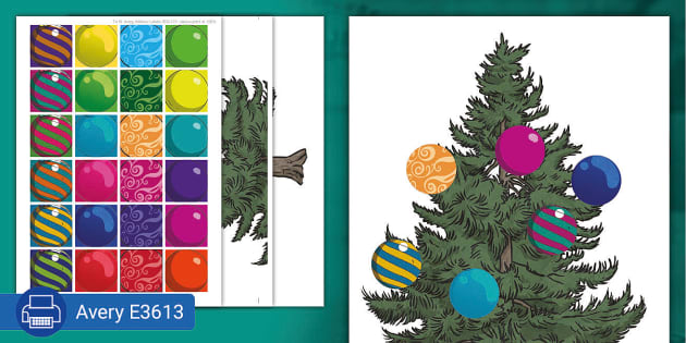 Printable Christmas tree stickers