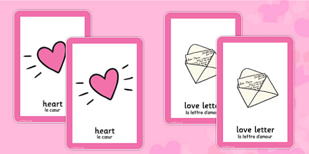 Valentine's Day Pairs Matching Game French Translation