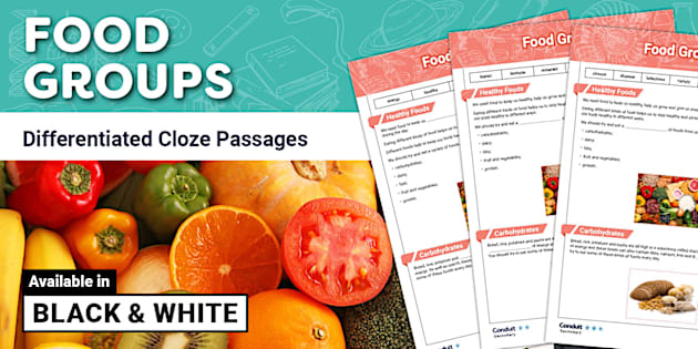 Food Groups: Differentiated Cloze Passages