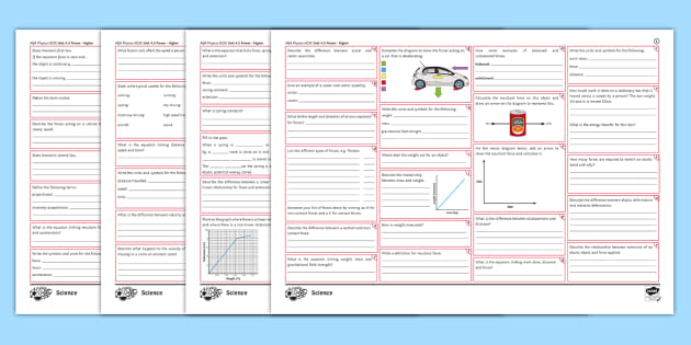 AQA (Separate) Physics Forces Higher Revision Mat | Beyond