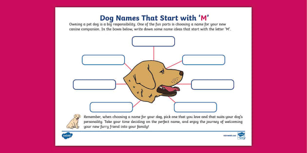 Dog Names That Start with M Activity teacher made