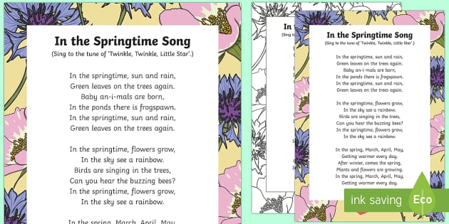 In the Springtime Song (teacher made) - Twinkl