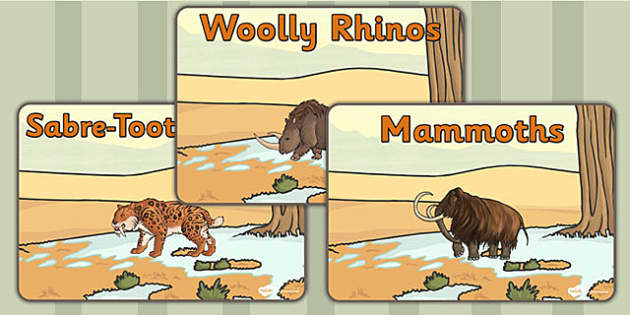 Stone Age Animals Group Signs (teacher made) - Twinkl