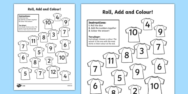 free football roll and colour worksheet worksheet