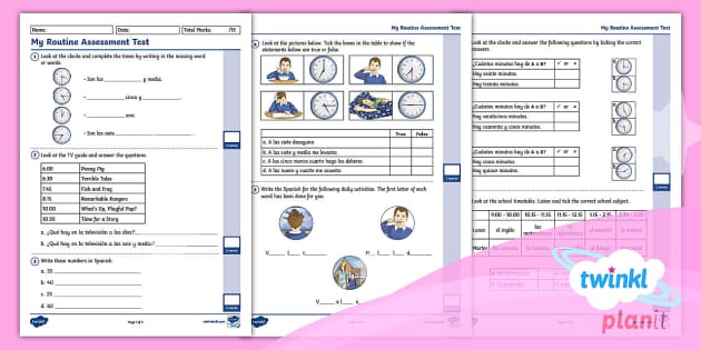 👉 Spanish: My Routine: Year 4 Assessment Test - Twinkl