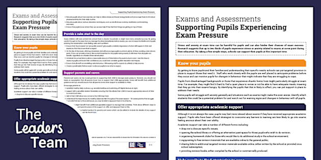 Supporting Pupils Experiencing Exam Pressure - Leaders