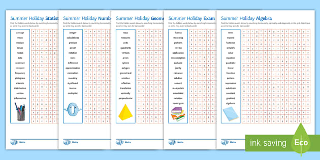 Summer maths word search activity pack teacher made 