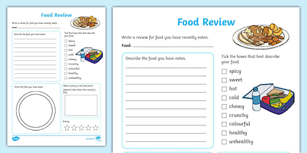 KS1 Food Review Worksheet | Great World Food Day Idea