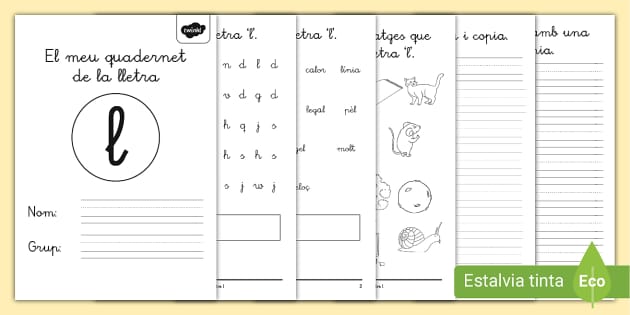 Quadernet de lectoescriptura: La lletra L - Català - Twinkl