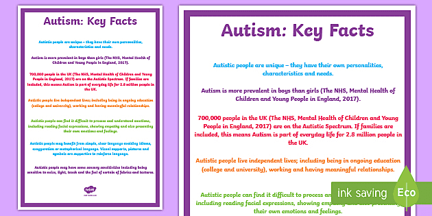 Key Facts About Autism Display Poster Teacher Made