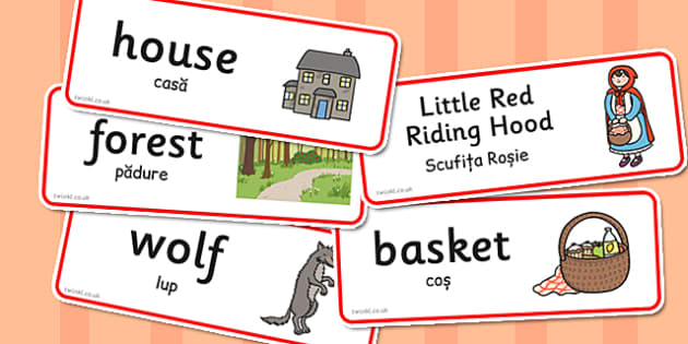 Little Red Riding Hood Word Cards Romanian Translation - romanian