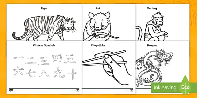 Chinese New Year Colouring Sheets - Chinese new year, colouring