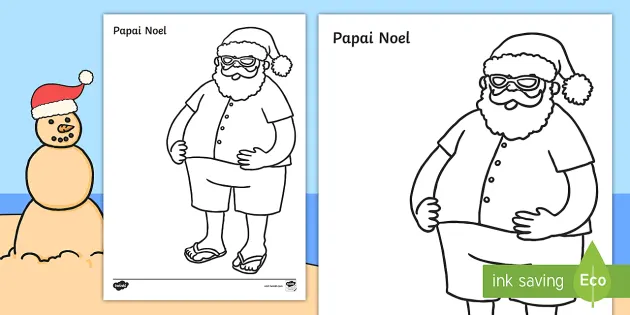 Página de colorir Papai Noel (teacher made) - Twinkl