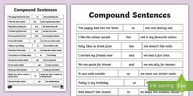 Compound Cut And Paste Sentences Worksheet Twinkl English