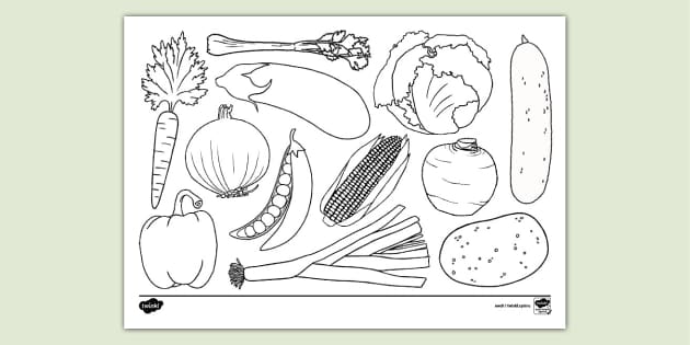 Vegetable Colouring Sheet Taflen Lliwio Llysiau - Twinkl