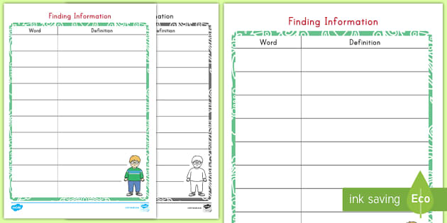 Finding Information Worksheet (teacher made) - Twinkl