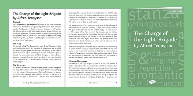 literary analysis of the charge of the light brigade