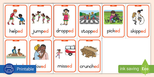 Grade 1 Phonics: Suffix -ed Flashcards (teacher Made)