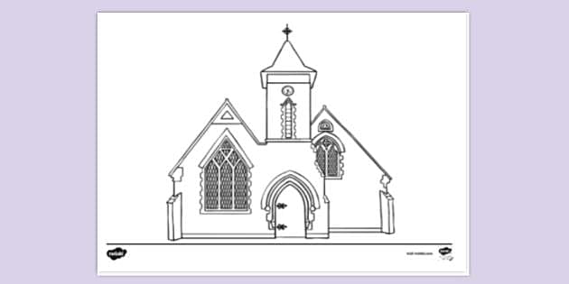 Church in his hometown. Life people. Drawings. Pictures. Drawings ideas for  kids. Easy and simple.