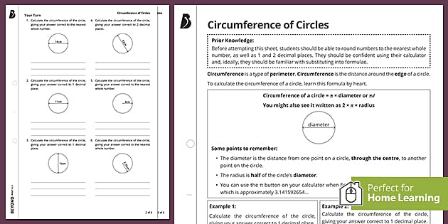  Circumference Of Circles Home Learning KS3 Maths