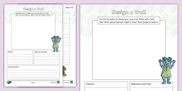 Design a Troll Worksheet (teacher made) - Twinkl