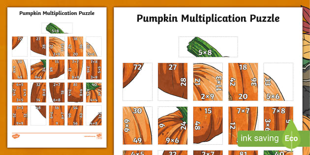 Thanksgiving Pumpkin Multiplication Puzzle (teacher Made)