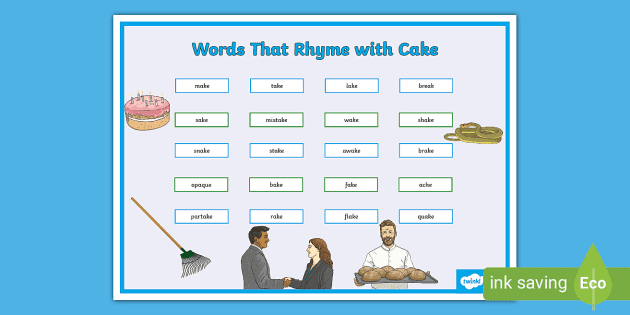 Words That Rhyme with Cake Word Mat (Teacher-Made) - Twinkl