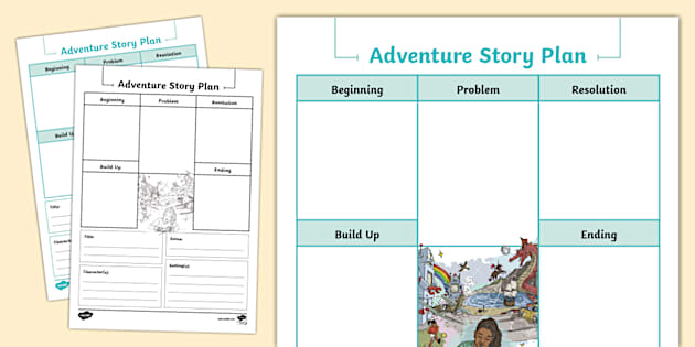 Adventure Story Plan Template (teacher made) - Twinkl