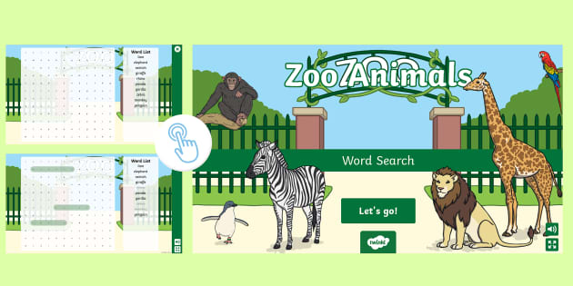 Zoo Animals Interactive Word Search (teacher Made) - Twinkl