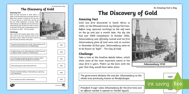 the discovery of gold worksheet worksheets teacher made