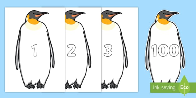 Numbers 0 to 100 on Penguins Cut-Outs - numeracy, numbers, counting