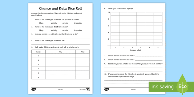 language of chance worksheet primary resources twinkl