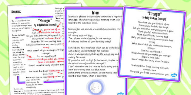 Idioms for Year 6 and Year 5 Figurative Language Twinkl