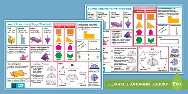 Year 5 Properties Of Shape Word Mat English Russian - Twinkl