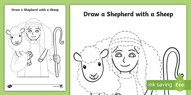 Draw a Shepherd with a Sheep Pencil Control Activity
