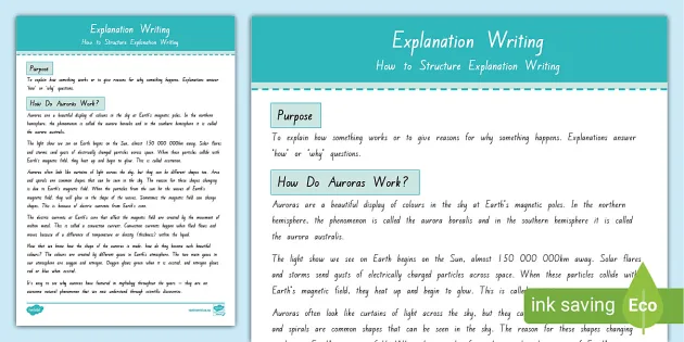 explanation writing exemplars