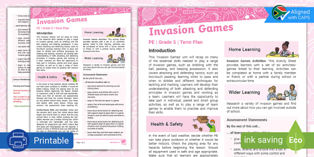 Grade 5 Physical Education: Invasion Games Term Plan