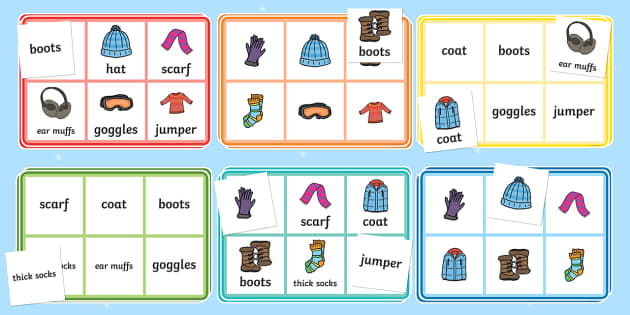 Winter Clothing Vocabulary Bingo - ESL Winter Clothes Vocabulary Game