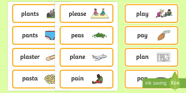 ‘pl’ and ‘p’ Near Minimal Pair Word Cards - Twinkl