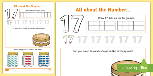 All About Number 17 Worksheet (teacher made)