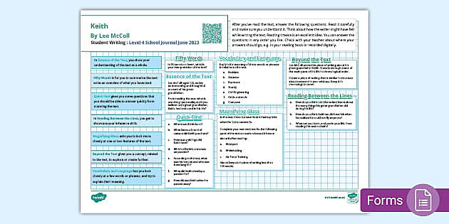 Level 4 June 2023 School Journal Keith Non-Fiction Comprehension